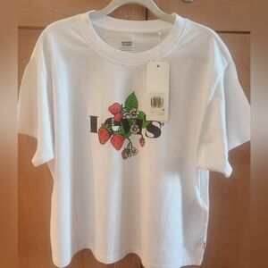Levi's Womens Varsity T-shirt Strawberry Logo XS NWT